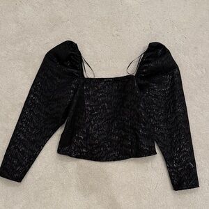 H&M Black Textured Blouse